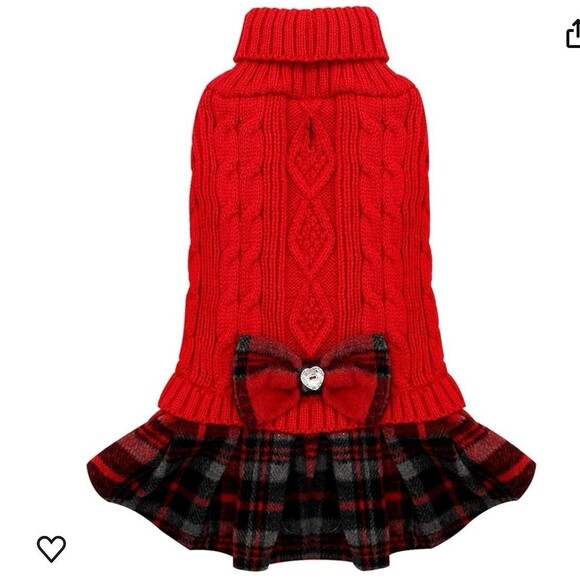 Kyeese Bowtie Turtleneck Pullover Pet Sweater Red Size S New With Tag - Picture 2 of 7